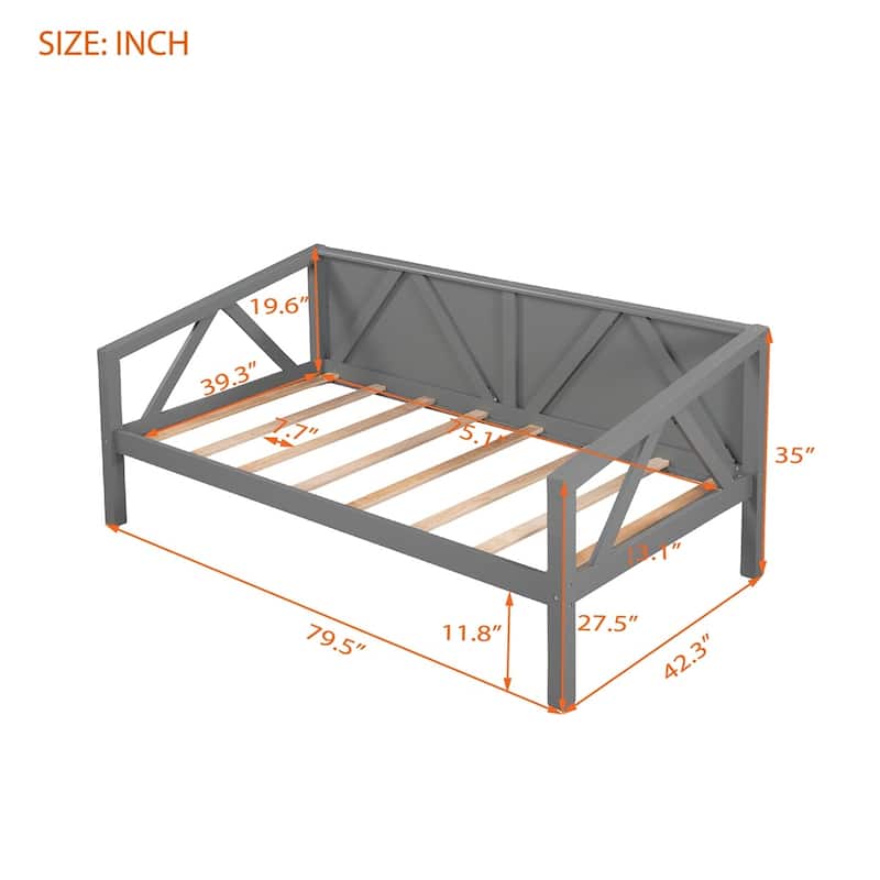 Merax Rustic Style Wood Daybed with Wood Slat Support