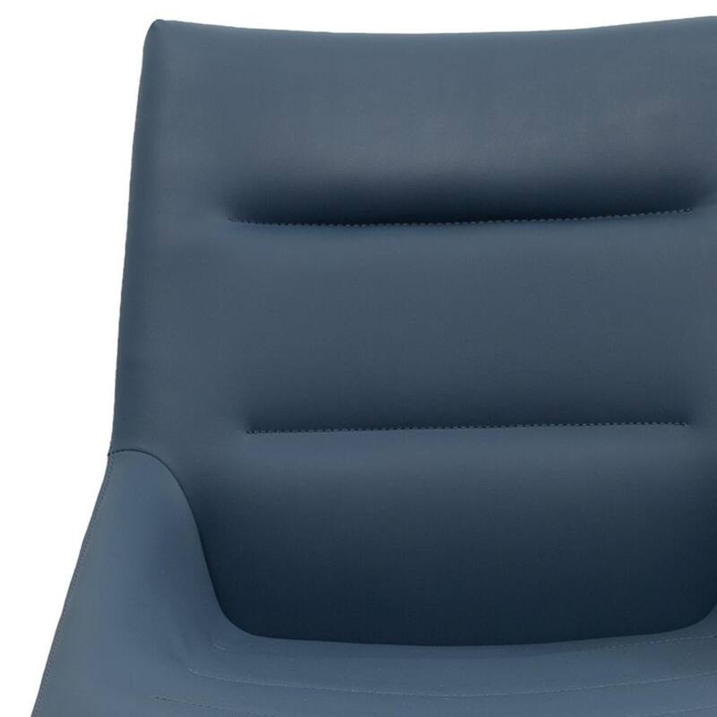 HomeRoots Set of Two Navy Blue and Black Faux Leather and Metal Dining Side Chairs - 20.00 in. x 32.00 in. x 24.00 in.