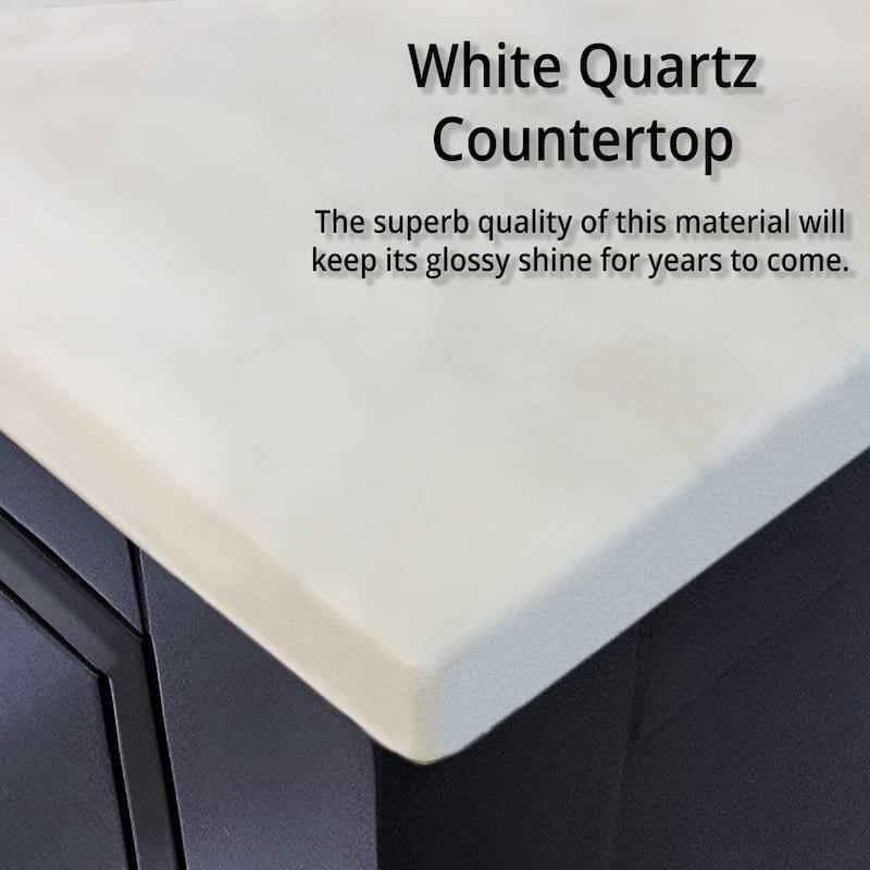 24" White Bathroom Vanity with Cultured Marble Countertop, Soft-Close Storage, 18" Mirror Included