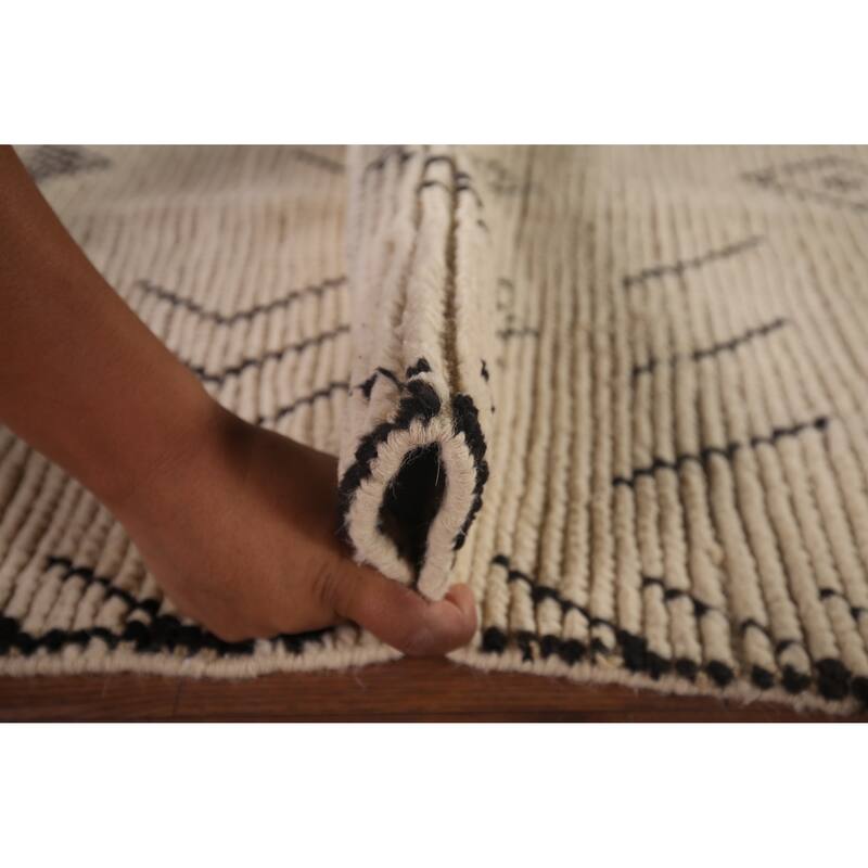 Abstract Moroccan Oriental Area Rug Handmade Wool Carpet - 4'11"x 8'7"