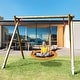 preview thumbnail 13 of 24, 40 Inches Saucer Tree Swing Round with Adjustable Ropes and Carabiners