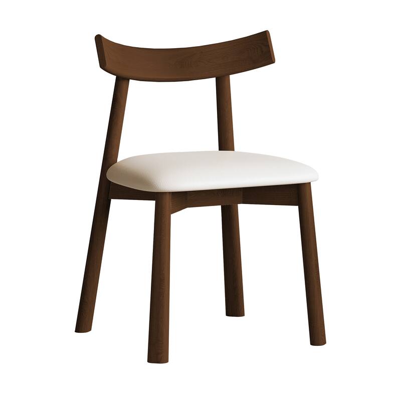 Set of 2 Modern Dining Chairs, Ergonomic Armless Kitchen Chairs with Thick Cushions, Leather Upholstery