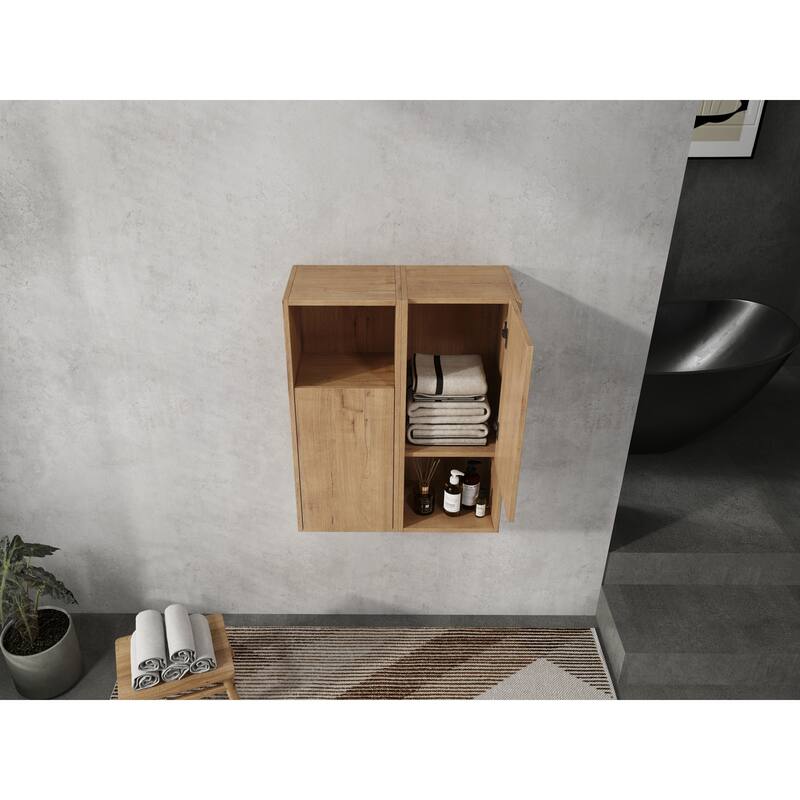 24" Bathroom Side Cabinet, Soft Close Doors, Float Mounting Design, Imitative Oak