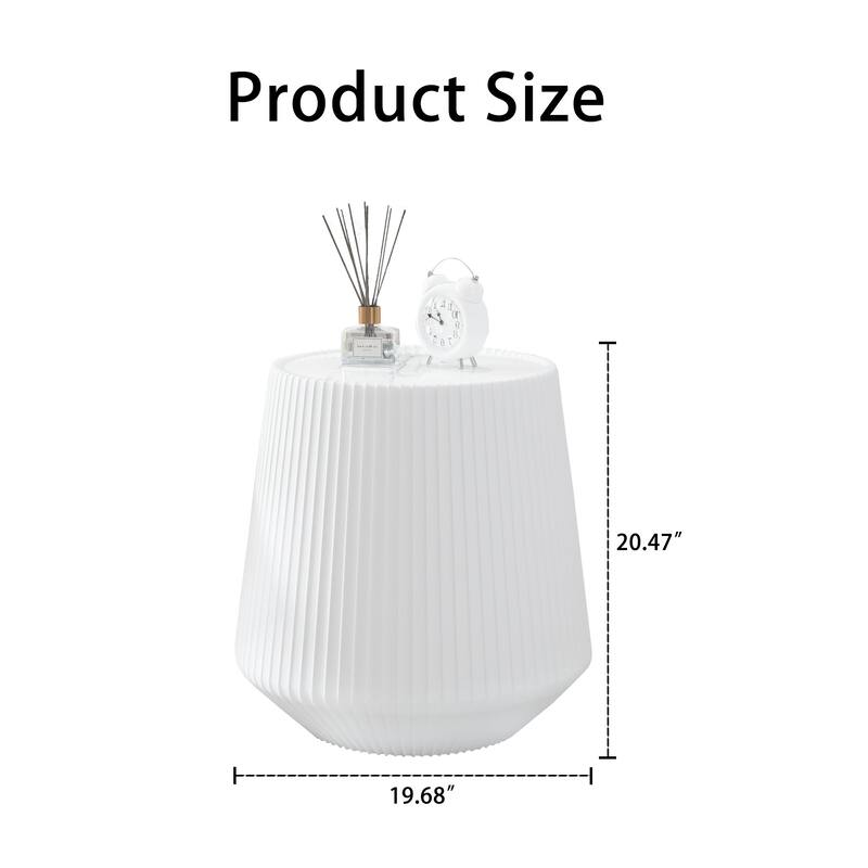 Cup-Shaped Leather Coffee Table Small Round Table Modern End Table with Sintered Stone Top, Faux Marble Sofa Side Table