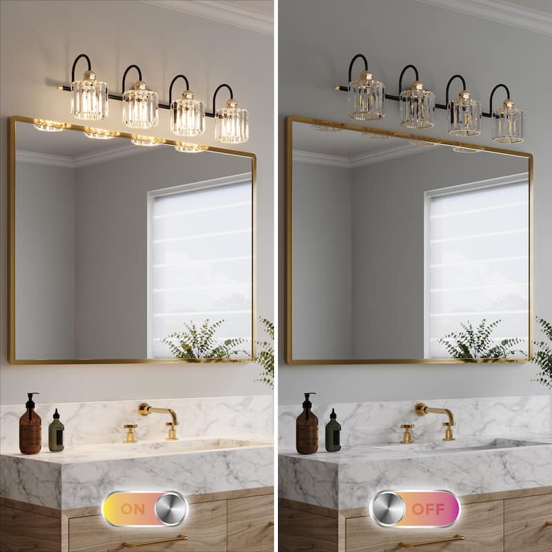 ExBrite Modern Rose Gold Dimmable Bathroom Crystal Vanity Lights