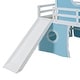 preview thumbnail 28 of 28, Playhouse Full Size Loft Bed with Slide Pink Tent and Tower for Kids