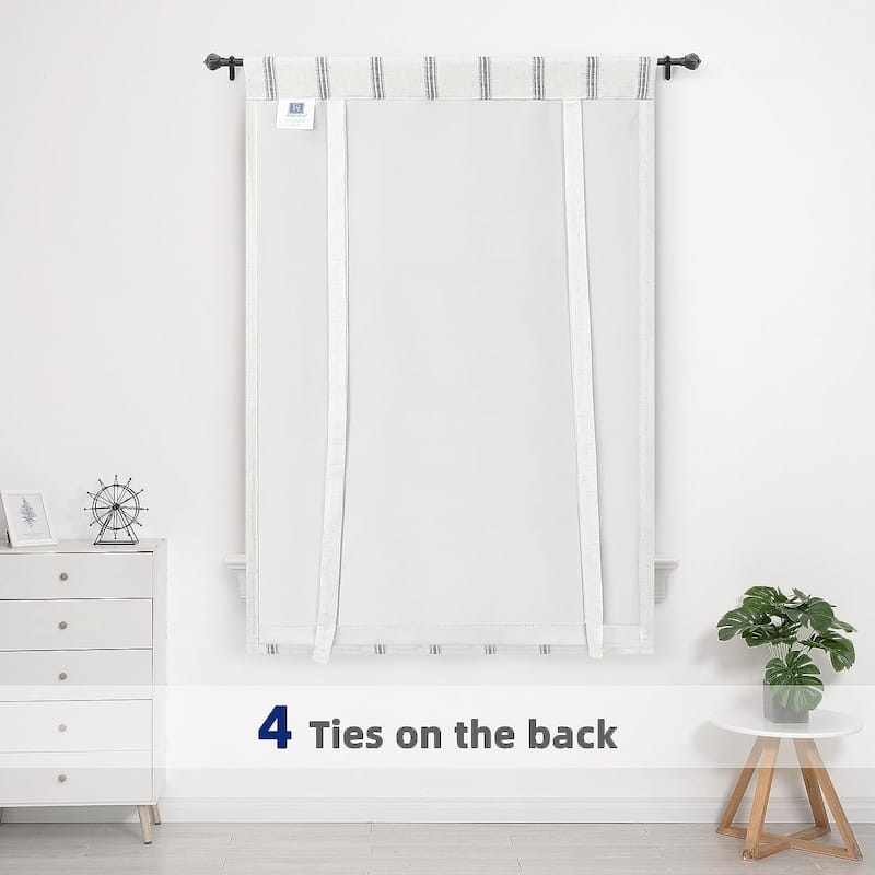 DriftAway Farmhouse Linen Blend Blackout Tie Up Curtain - 25" Width X 47" Length