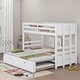 preview thumbnail 2 of 7, White Twin Over Pull-out Bunk Bed with Trundle, Convertible, Guardrail