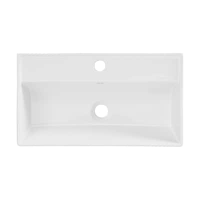 Reims 22" Wall-Mount Bathroom Sink With Black Towel Bar - 22.05" x 12.4" 5.3"