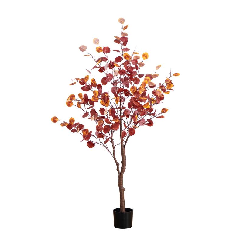 Pre-Lit Potted Eucalyptus Artificial Tree - 5’ - Warm White LED Lights