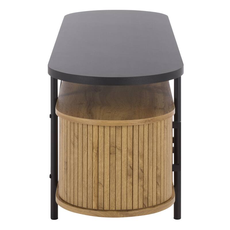 SAFAVIEH Home Etka 2-Drawer Tambour Door Media Stand - 55"W x 16"D x 20"H