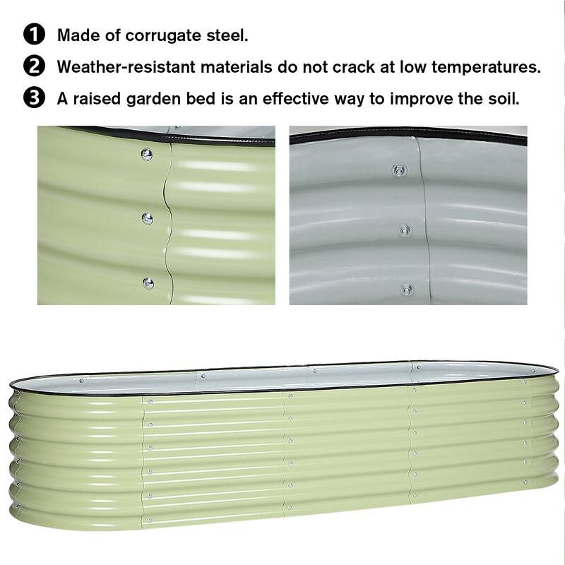 Aoodor 6-in-1 Modular Aluzinc Metal Raised Garden Bed - Outdoor Garden Planter Box for Vegetable, Flower, Herb - 67X47X17