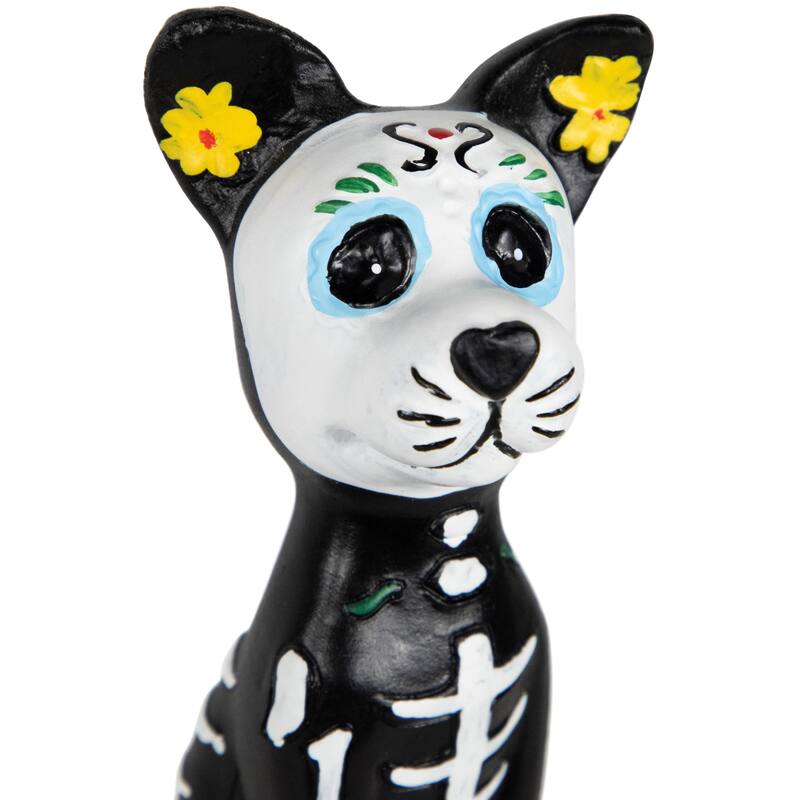 5" Black Day of the Dead Skeleton Dog Figurine Decoration