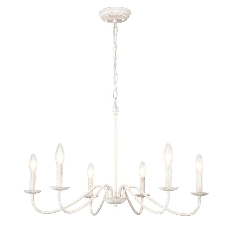 6-Light Rustic Farmhouse Simple Candle Chandelier for Bedroom, Kitchen, Living Room and Foyer