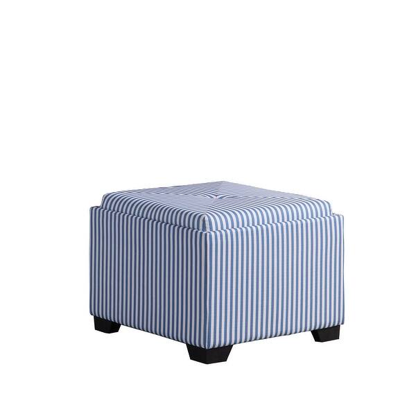 Modern Square Upholstered Storage Ottoman Striped and Covered Storage ...