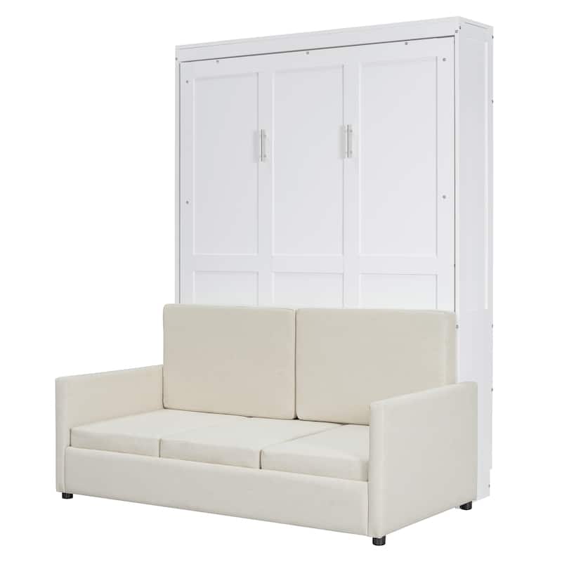 Space-Saving Murphy Bed with Sofa, Storable Mattress, and Easy-to-Use Folding Mechanism - Full Size