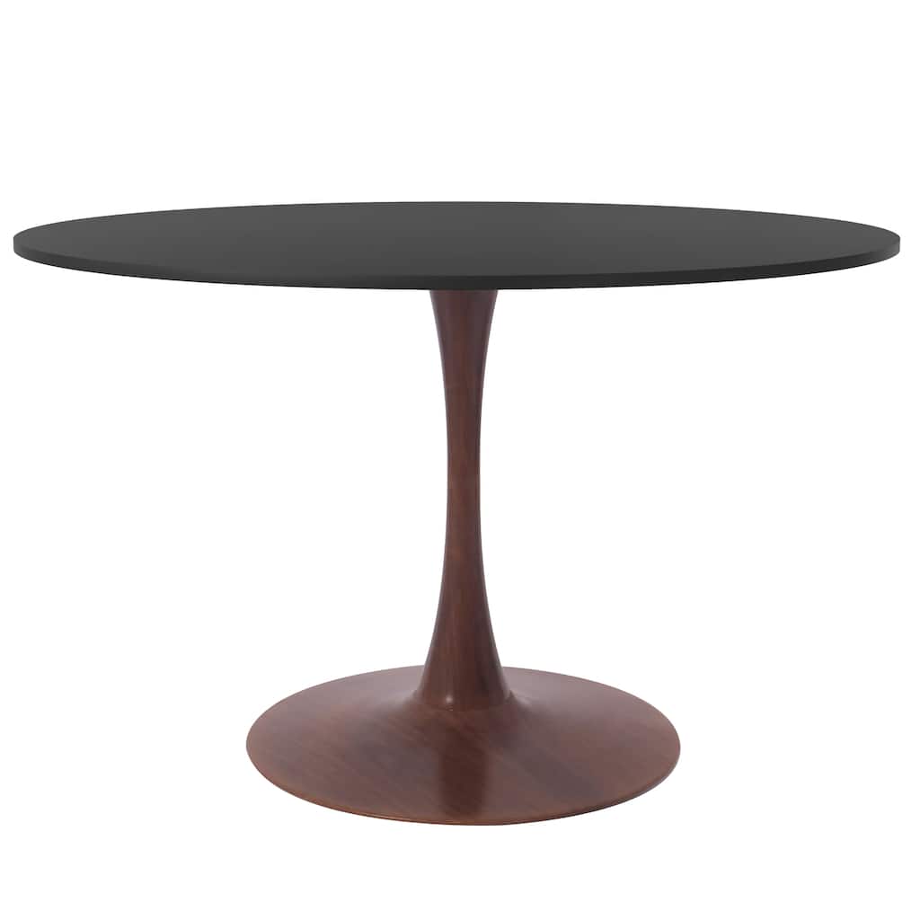 Bristol 40" Round Dining Table with MDF Top and Walnut Steel Pedestal Base for Modern Kitchen and Dining Room