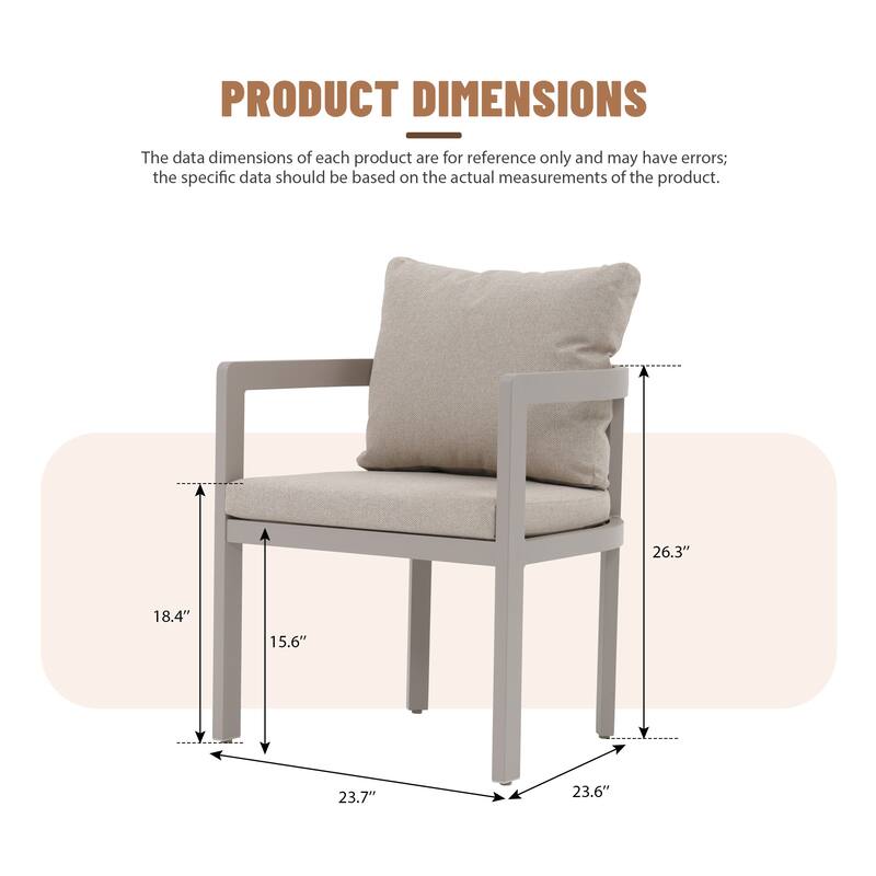 Outdoor Aluminum Dining Chairs with Cushions & Armrests