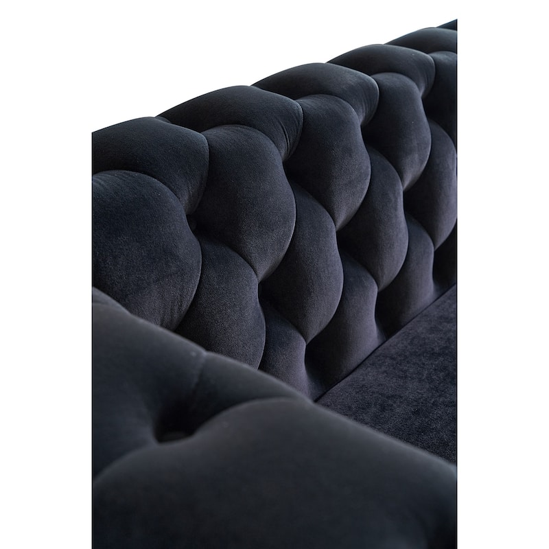 Modern Tufted Velvet Sofa 87.4 Inch For Living Room