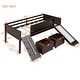 preview thumbnail 33 of 32, Twin size Loft Bed Wood Bed with Two Storage Boxes Gray