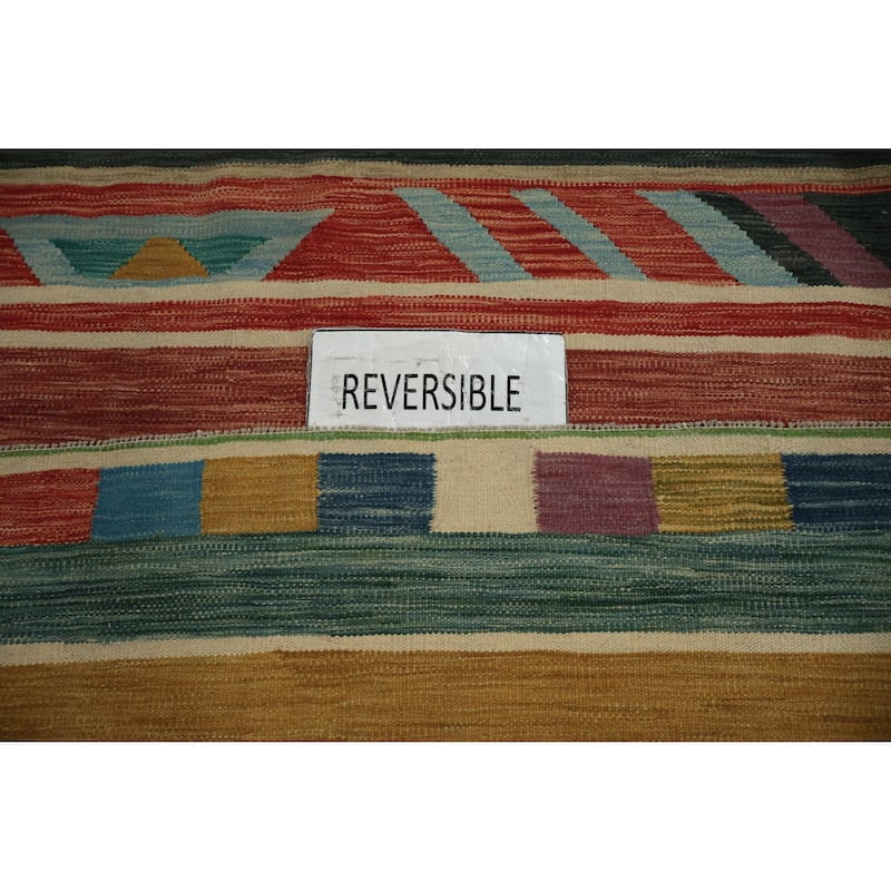 Hand Woven Oriental 100% Wool Carpet Southwestern Modern Multi-Colored Kilim Area Rug - 10' 0'' X 8' 2''