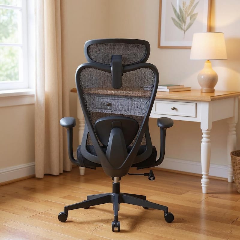 Black Adjustable Height Swivel Rolling Executive Office Chair - Black