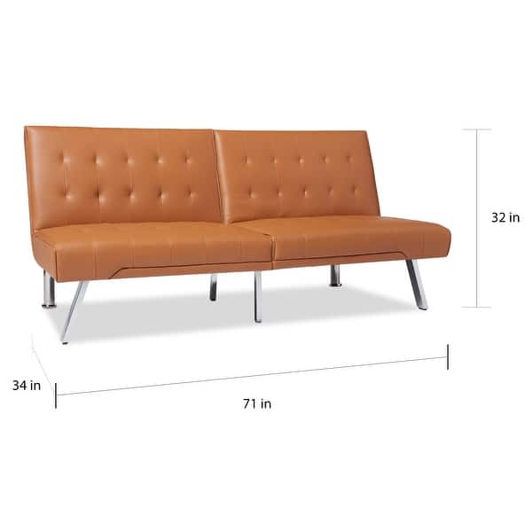 Abbyson Jackson Camel Leather Foldable Futon Sofa Bed Bed Bath