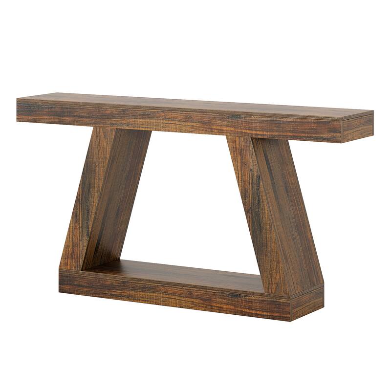55"Farmhouse Console Table with Storage -Rustic Wooden Sofa Table for Entryway,Hallway,or Living Room, Industrial Accent Table