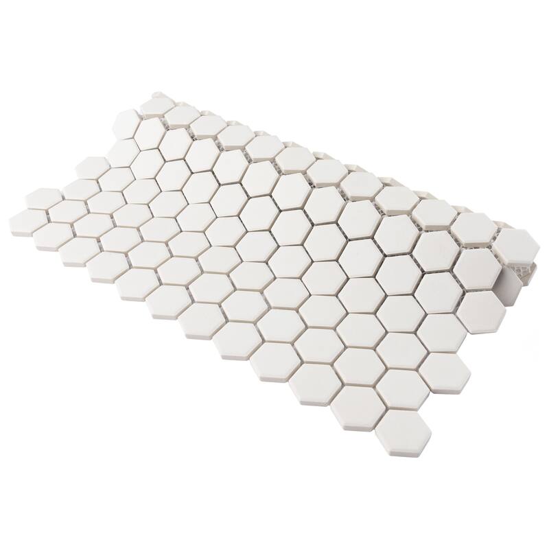Merola Tile Gotham 1" Hex White 10-1/4" x 11-7/8" Porcelain Floor and Wall Tile