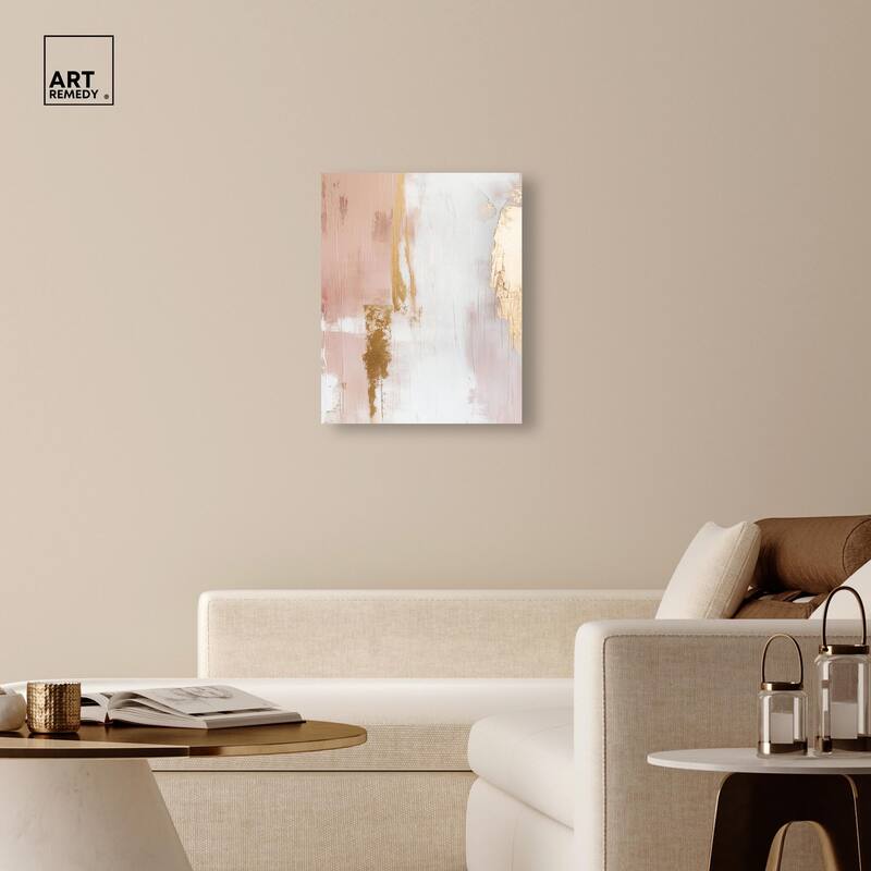 Golden Glow on Pink Canvas by Art Remedy, Gallery Wrapped