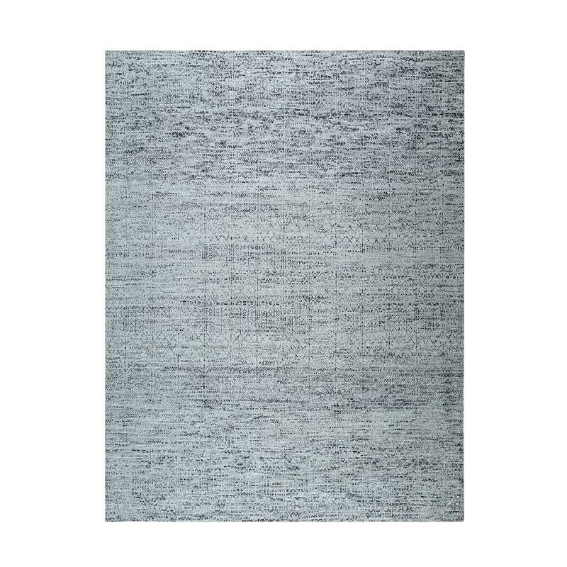 Hand-Knotted Natural Silk Grass Design Rug, 10' x 14', Gray Mix Area Rug, Elegant Luxurious Soft Texture - L