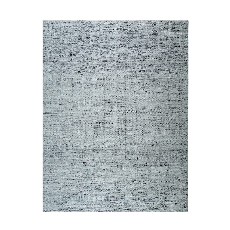 Hand-Knotted Natural Silk Grass Design Rug, 6' x 9', Gray Mix Area Rug, Stylish Handcrafted Texture for Home - L