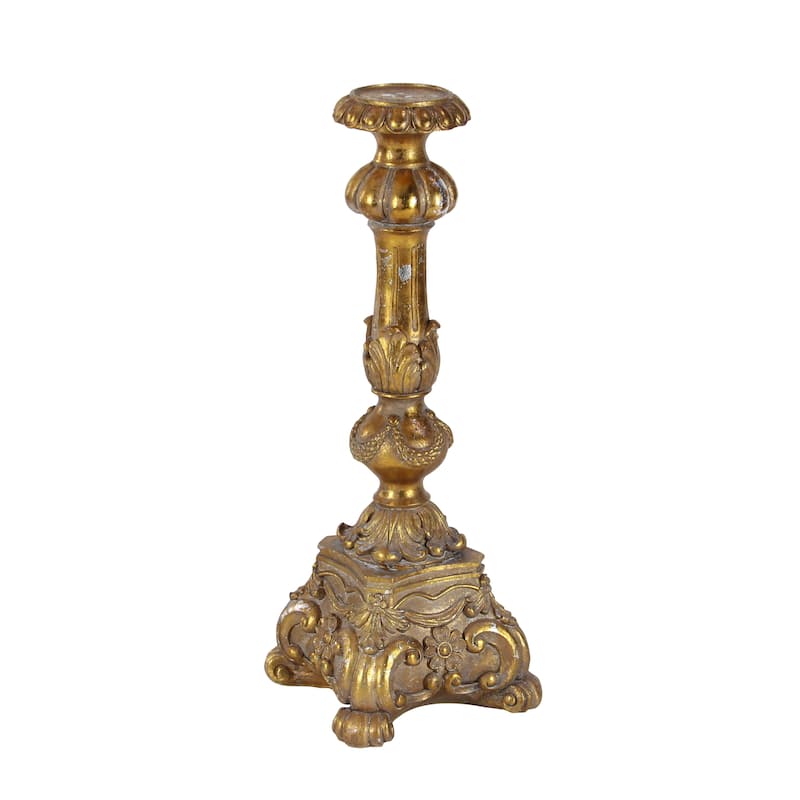 Polystone Tall Standing Candle Holder - Gold - Roche River Decor - 8"W x 8"L x 22"H