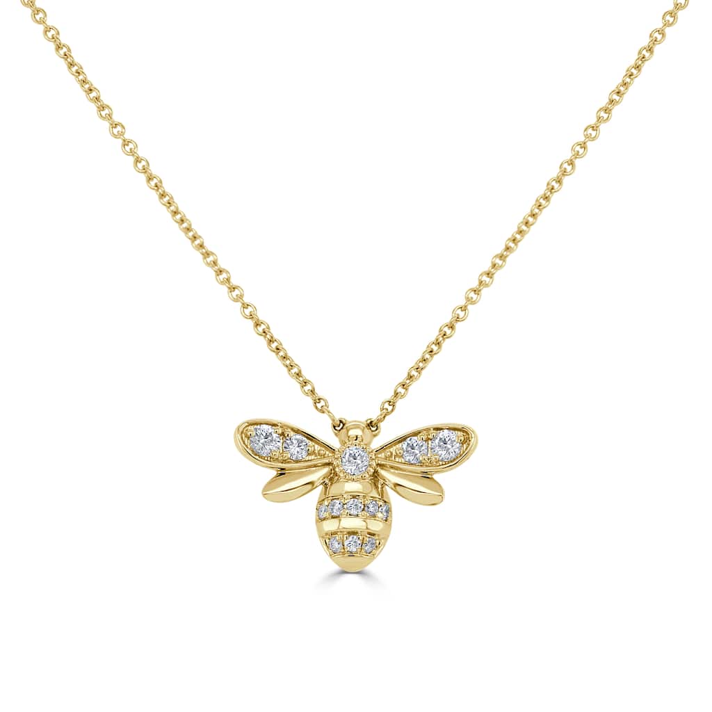 Joelle Collection Diamond Bumble Bee Necklace 14K Gold 0.20ct