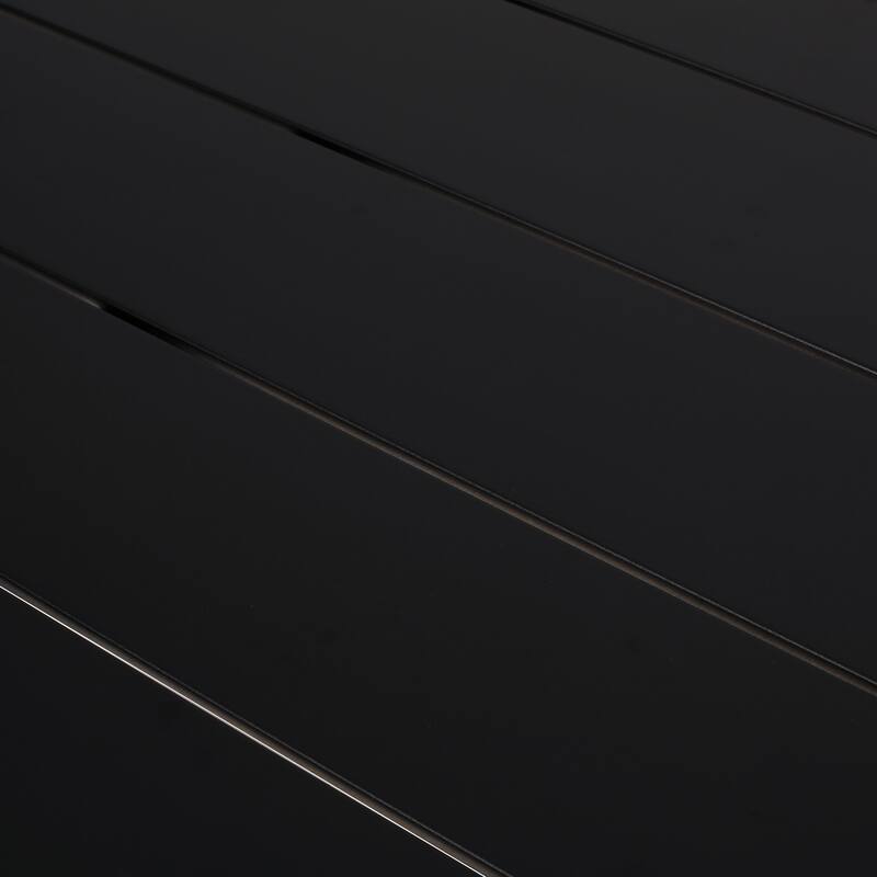 Roomfitters Templin Modern Outdoor Aluminum Dining Table with Rust Resistant Slat Top, Rectangle Design, Black