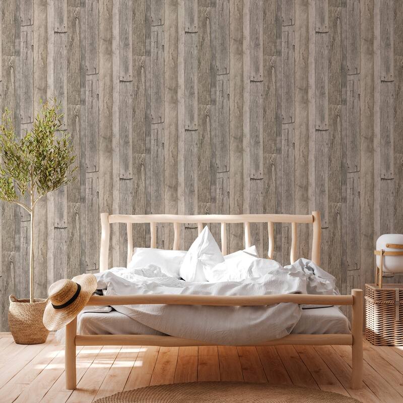 Galerie Wallcoverings Woods and Wicker Collection Reclaimed Wood Effect Matte Finish Vinyl on Non-woven Wallpaper Roll