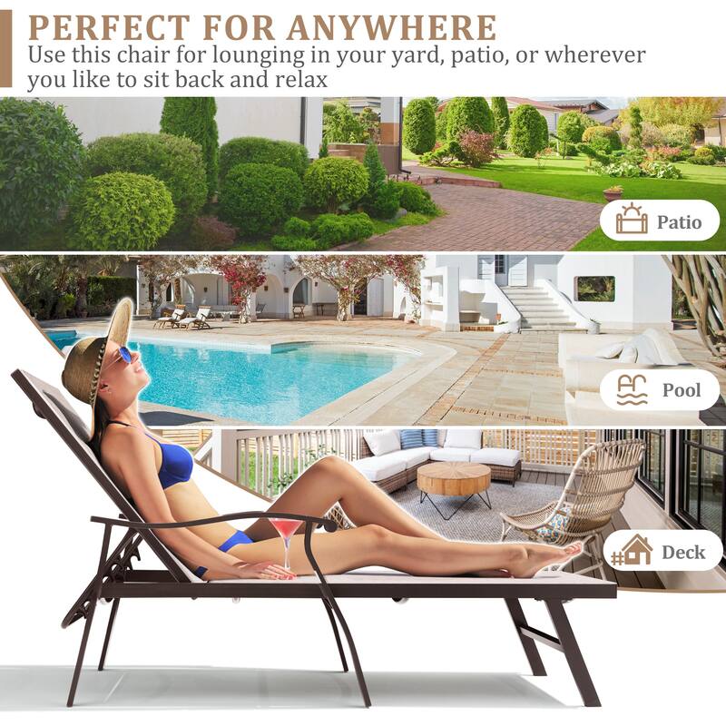 VredHom Outdoor Aluminum Adjustable Chaise Lounge (Set of 2)