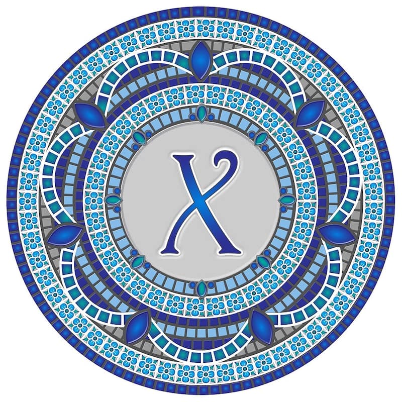 Custom Monogram Decorative Poolmat #1 - Mosaic Pool Art - 29" in Diameter - Letter "X"