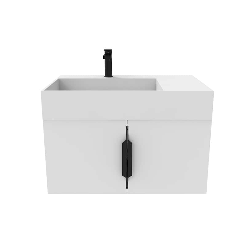 Amazon 30" Wall Mounted Bathroom Left Basin Vanity Set w/ White Top