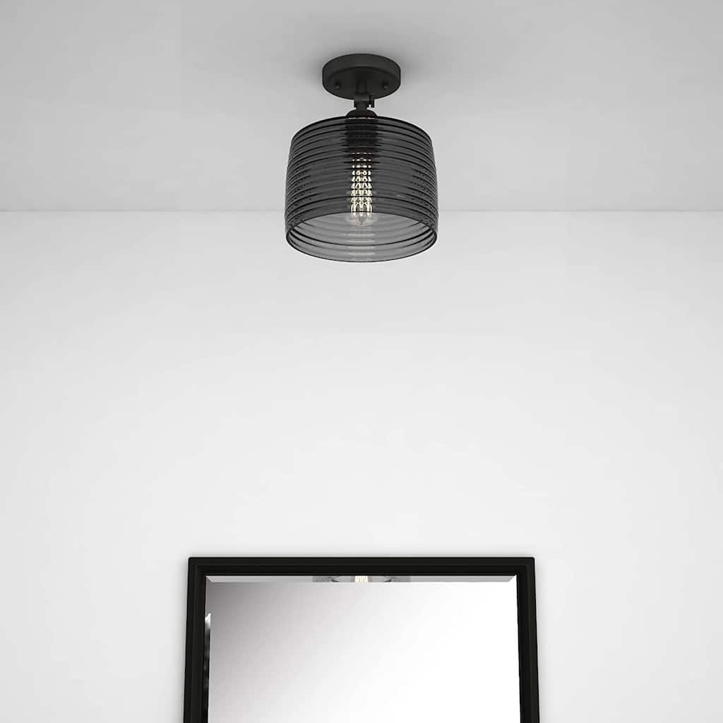 1 Light Ceiling fixture in Burning gray with Smoked Glass - Burning gray - W:8.66*H:10.20