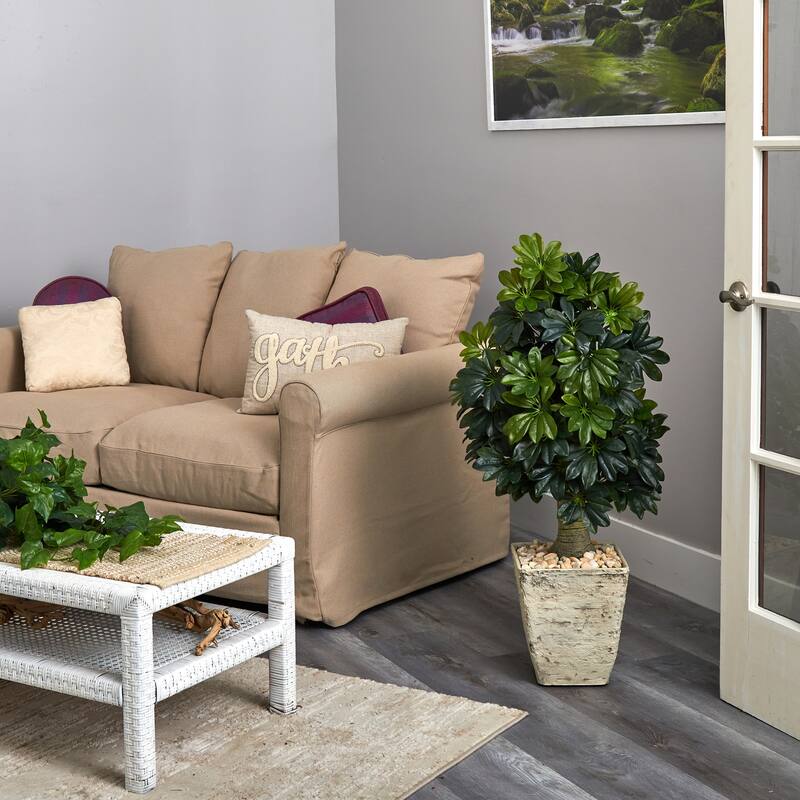 Artificial Peony Arrangement in Vase Home Decor Flowers Elegant Faux Floral Display 10 Inch Tall - Green - 60