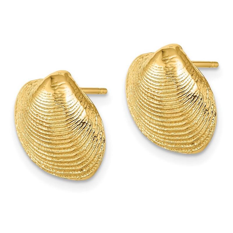 Curata 10k Yellow Gold Large Clam Shell Post Earrings - 12.98x14.74mm