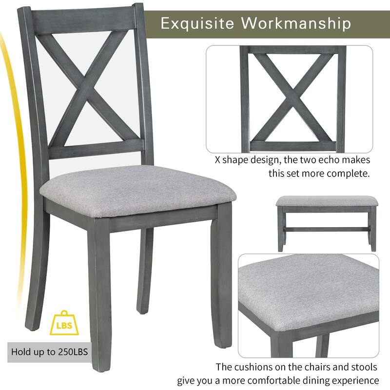 Foldable Multifunctional Dining Table and Chair Sets Home Party Dining Table and Chair Sets with X Shape Table Legs for Kitchen