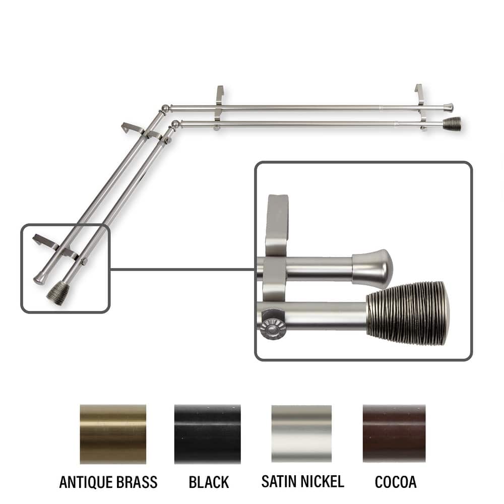 InStyleDesign Zephania Corner Window Double Curtain Rod 13/16 inch dia.