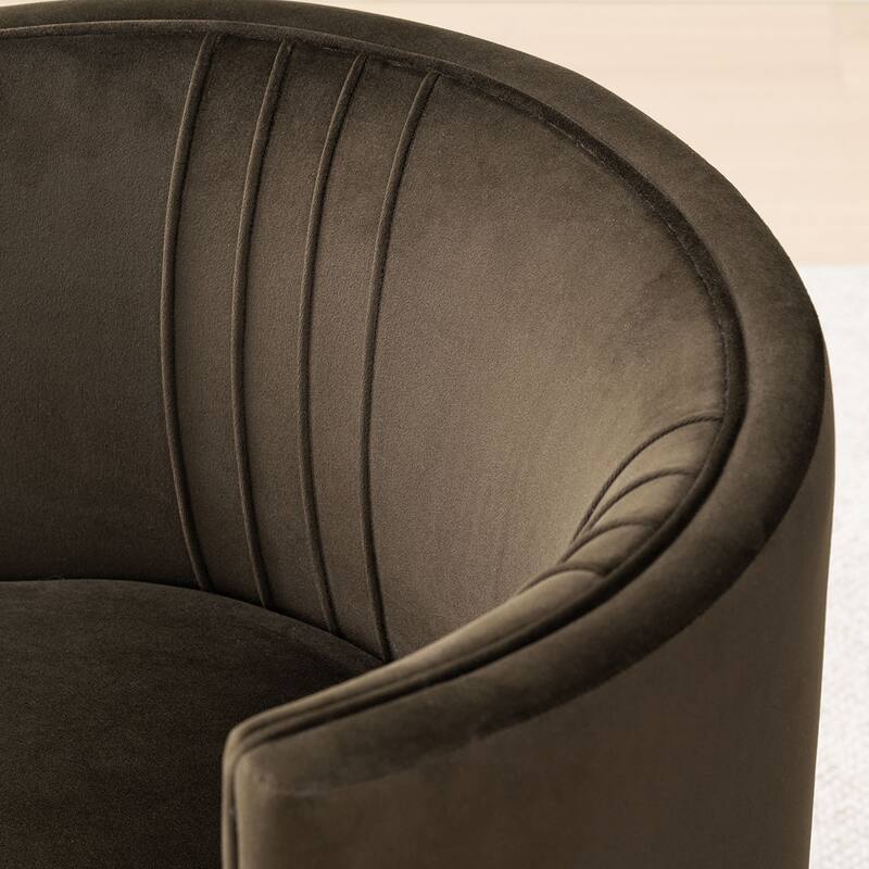 Velvet Swivel Dining Chairs with Rolling Casters, Upholstered Barrel Back Dining ArmChairs