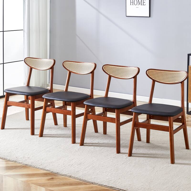 Four stylish and durable solid wood dining chairs with PU cushions