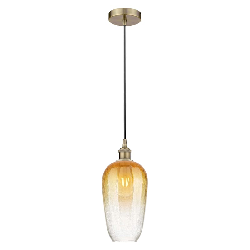 Innovations Lighting Endless Possibilities Edison - Brookhaven Flute - 1 Light 7" Cord Hung Mini Pendant - Antique Brass/Amber