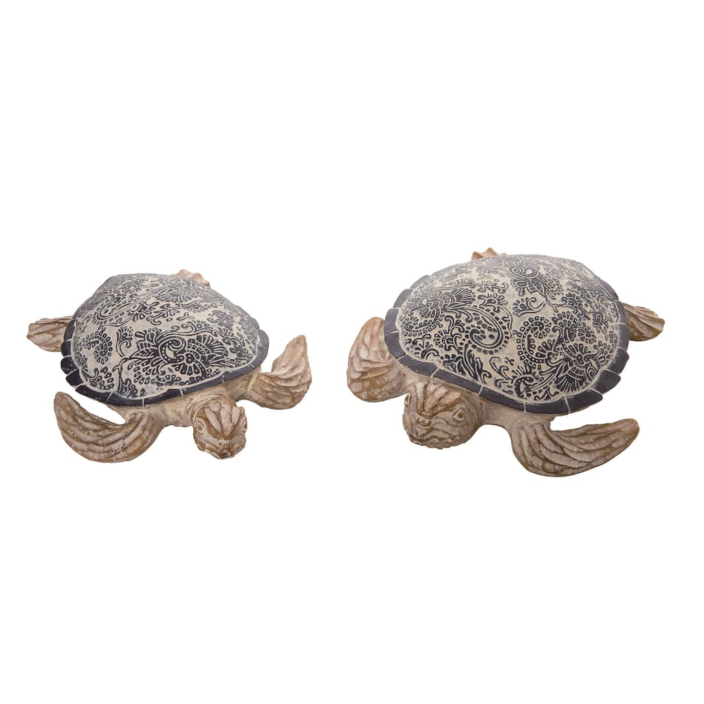 Transpac Resin Indigo Sea Turtle Decor Set of 2 Spring Home Decorations