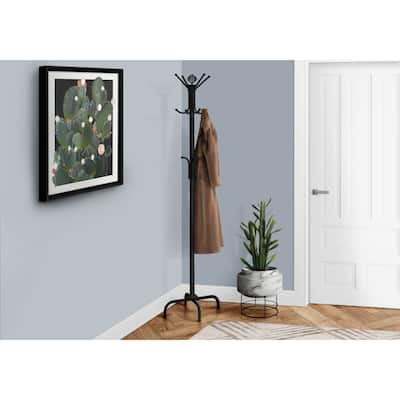 Offex Black Metal 74"H Coat Rack