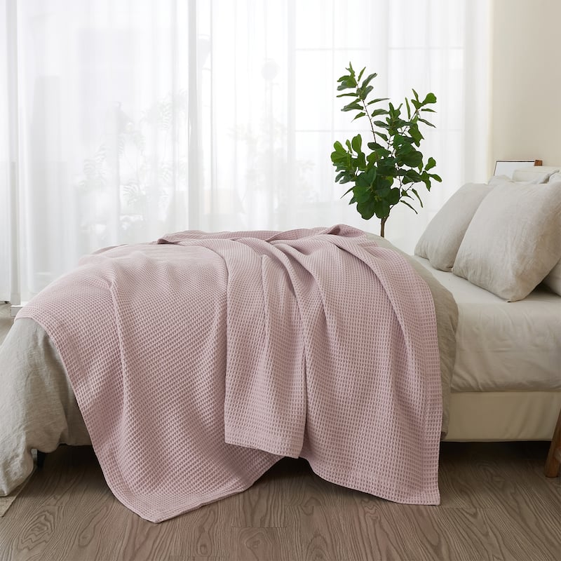 Patina Vie Maison 100% Cotton All-Season Waffle Weave Knit Throw Blanket